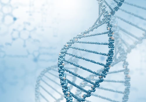 Image of DNA strand against colour background Image of DNA strand against colour background
